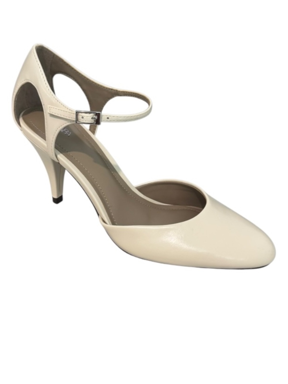 ZARA Cream Ankle Strap Pointed Toe Hells, Size 38 Elegant Style